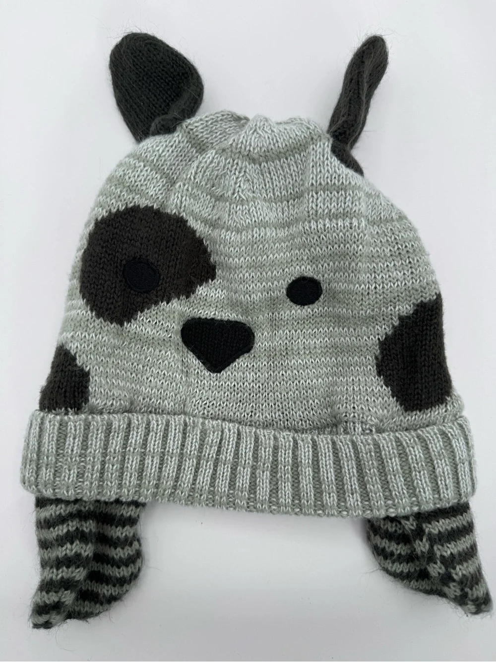 💜3/$15 Old Navy Toddler Gray Puppy Dog Critter Knit Beanie Hat Size L